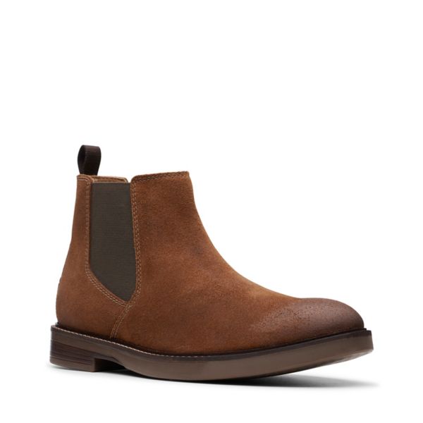 Clarks Mens Paulson Up Chelsea Boots Dark Brown | UK-7024953